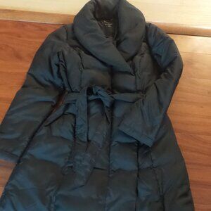 H by Halston women's puffer 3/4 " length jacket with removeable belt